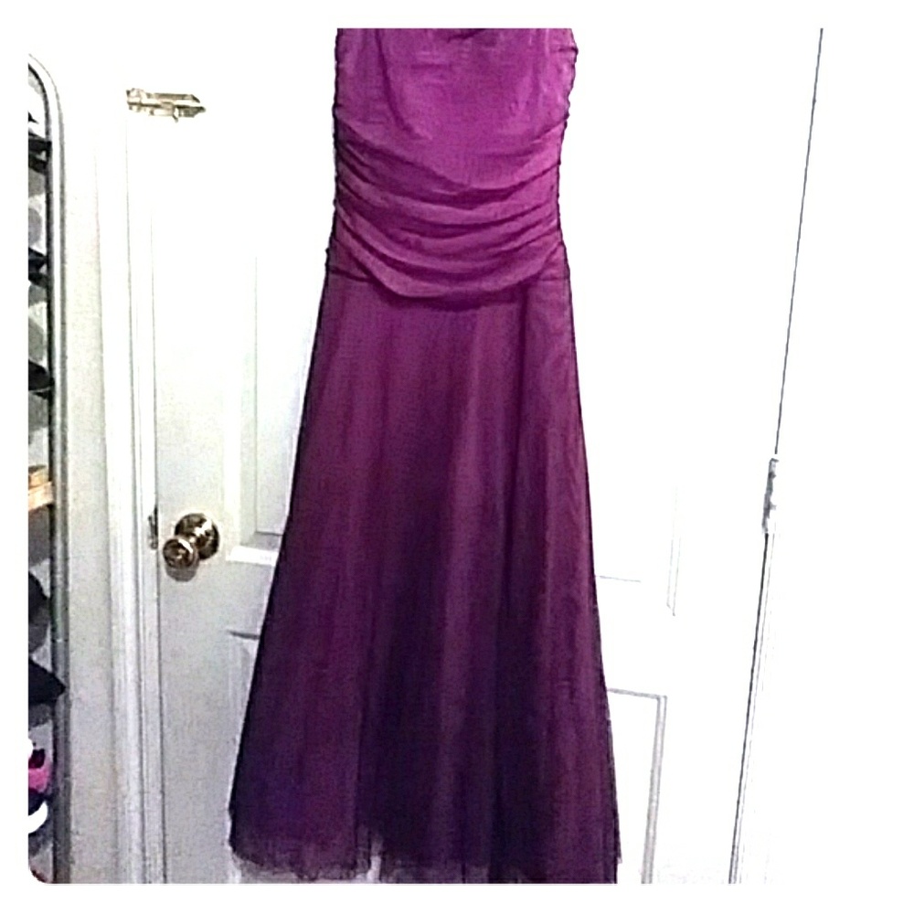 Purple strapless dress